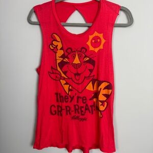 KELLOGG’S | Orange Red Tony the Tiger Graphic Tank Top Women’s Size Medium